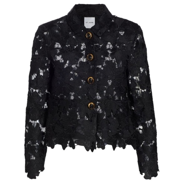 St. John Jackets & Blazers - St. John Women's Classic-Collar Guipure-Lace Jacket